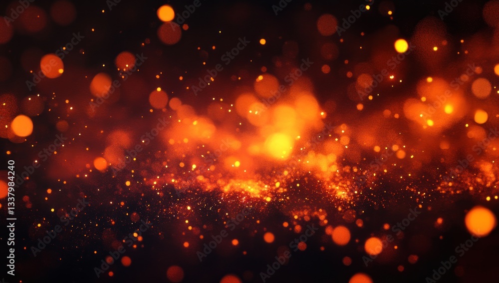 Fototapeta premium Abstract depiction of glowing orange lights against dark background