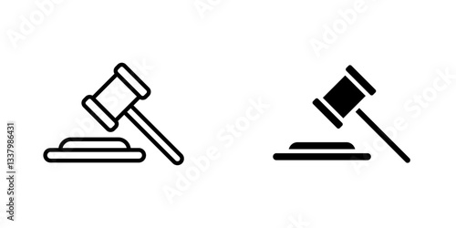 Auction flat Icons in line outline and flat solid style on white background