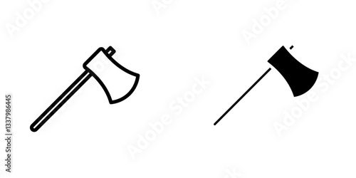 Axe flat Icons in line outline and flat solid style on white background