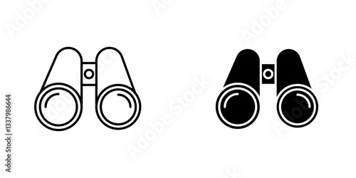 Binoculars flat Icons in line outline and flat solid style on white background