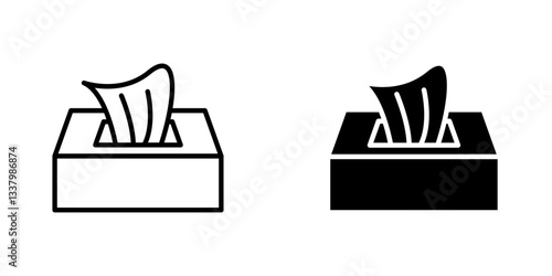 Box tissue flat Icons in line outline and flat solid style on white background