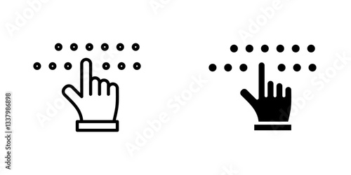 Braille flat Icons in line outline and flat solid style on white background