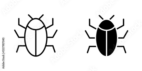 Bugs flat Icons in line outline and flat solid style on white background