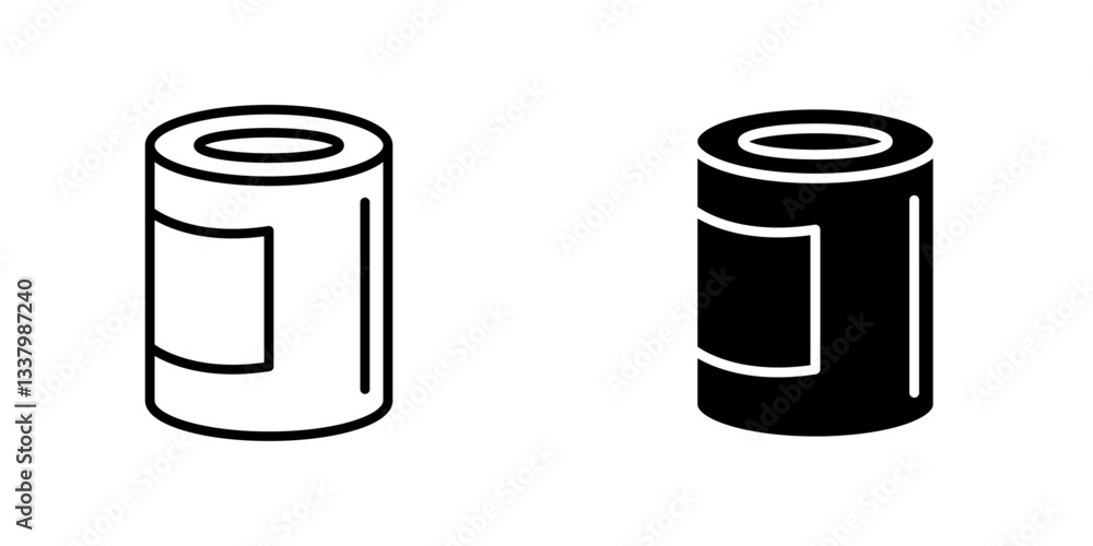 Can food flat Icons in line outline and flat solid style on white background Can food flat Icons in line outline and flat solid style on white background