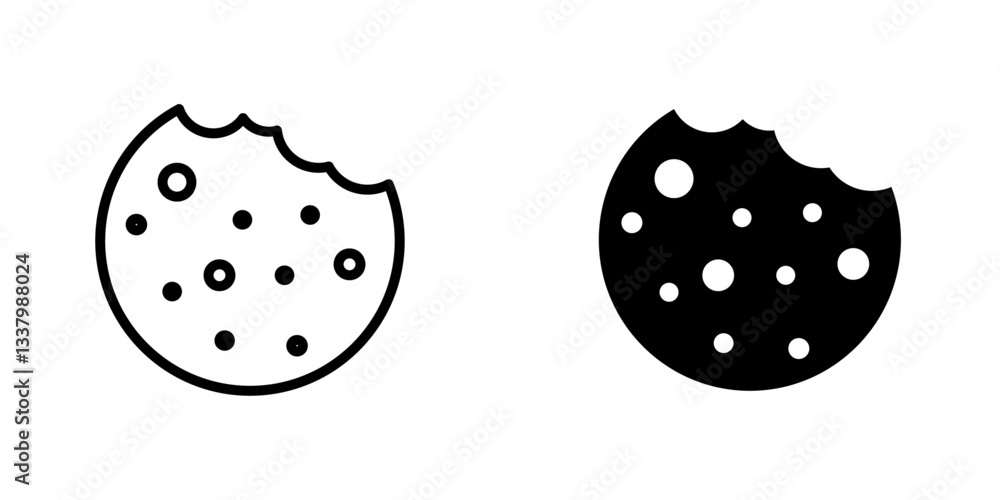 Cookie flat Icons in line outline and flat solid style on white background Cookie flat Icons in line outline and flat solid style on white background