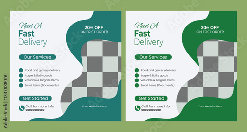  Home delivery service and express delivery Social media post vector

