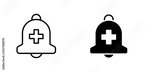 Cowbell circle plus flat Icons in line outline and flat solid style on white background
