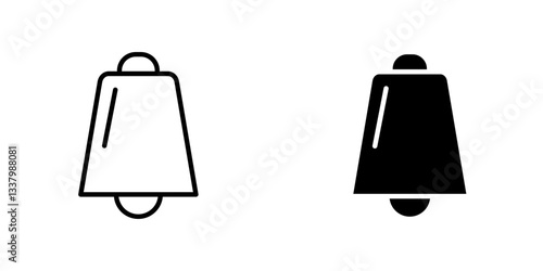 Cowbell flat Icons in line outline and flat solid style on white background
