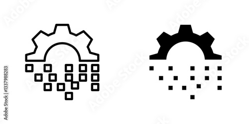 Digital transformation flat Icons in line outline and flat solid style on white background