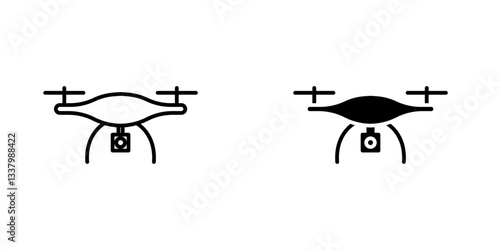 Drone flat Icons in line outline and flat solid style on white background