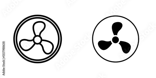 Fan flat Icons in line outline and flat solid style on white background