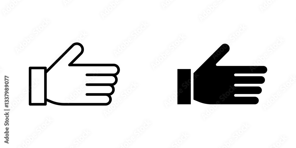 Hand flat Icons in line outline and flat solid style on white background Hand flat Icons in line outline and flat solid style on white background