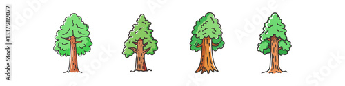 sequoia tree icon, sequoia tree vector illustration-simple illustration of sequoia tree, perfect for sequoia tree logos and icons