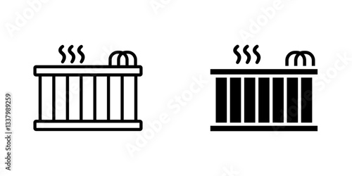 Hot tub flat Icons in line outline and flat solid style on white background
