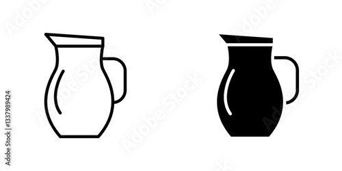 Jug flat Icons in line outline and flat solid style on white background