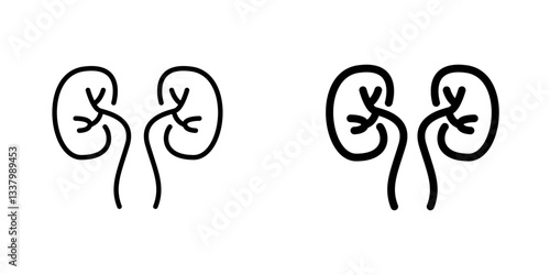 Kidneys flat Icons in line outline and flat solid style on white background