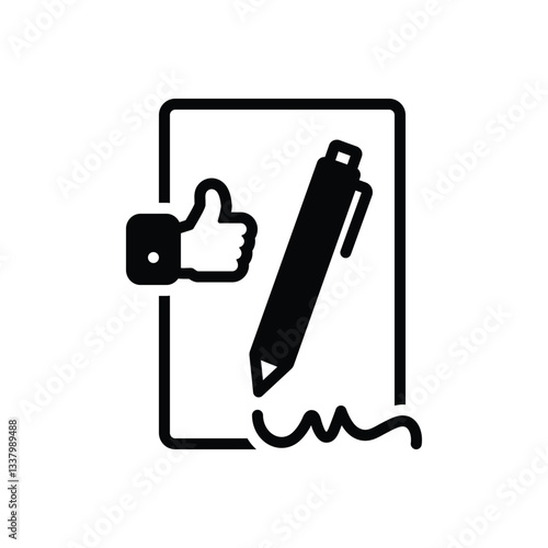 Black solid icon for endorsement