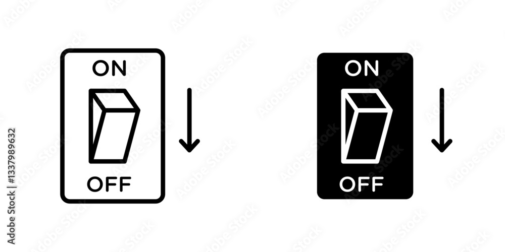 Light switch off flat Icons in line outline and flat solid style on white background Light switch off flat Icons in line outline and flat solid style on white background