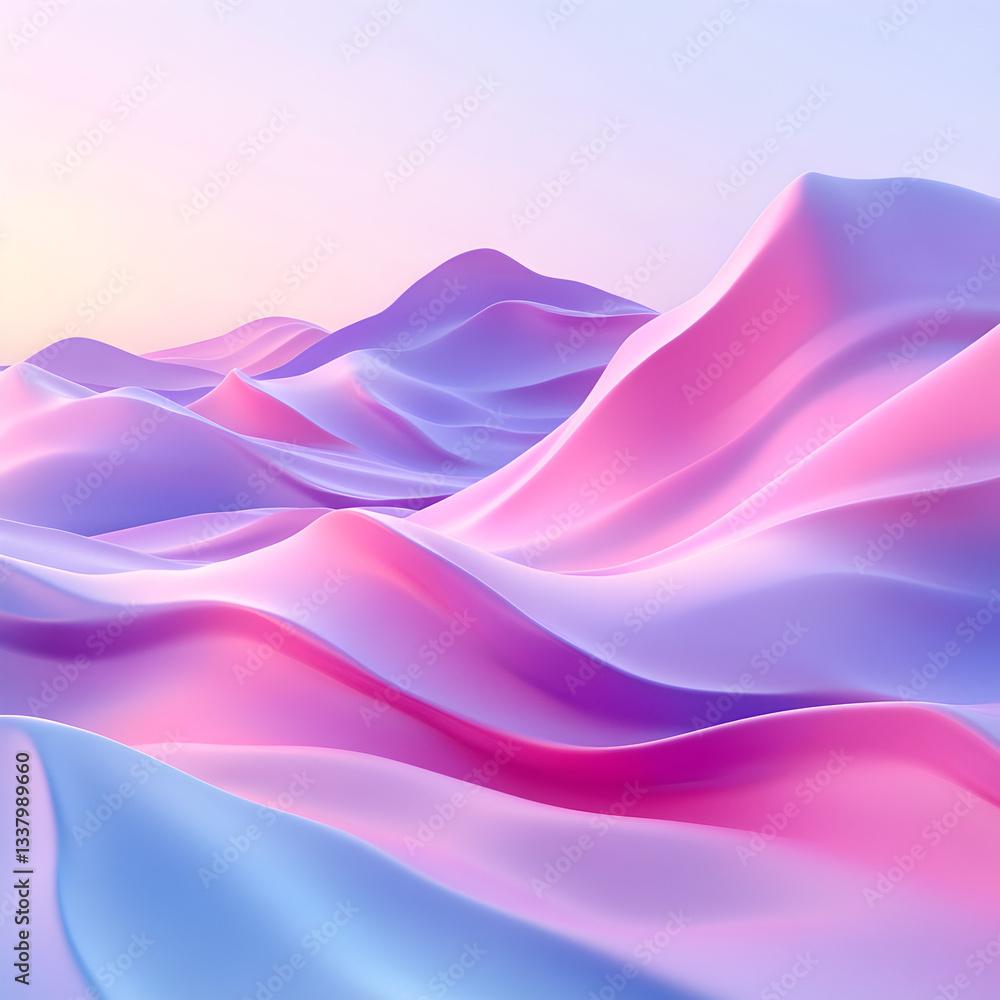 Obraz premium Pastel Pink Purple Abstract Landscape D Render
