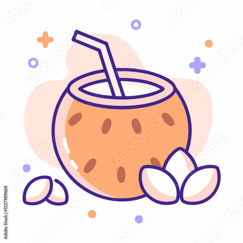 Coconut drink tropical illustration