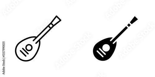 Mandolin flat Icons in line outline and flat solid style on white background