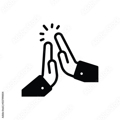 Black solid icon for high five