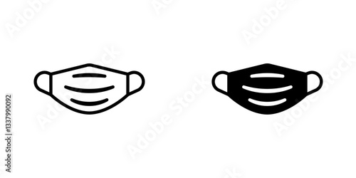 Mask face flat Icons in line outline and flat solid style on white background