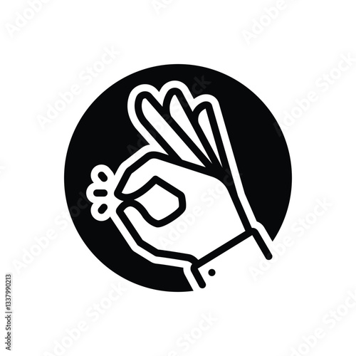 Black solid icon for ok