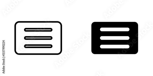 Menu list button flat Icons in line outline and flat solid style on white background