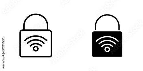 Nfc lock flat Icons in line outline and flat solid style on white background