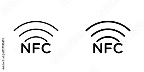 Nfc flat Icons in line outline and flat solid style on white background