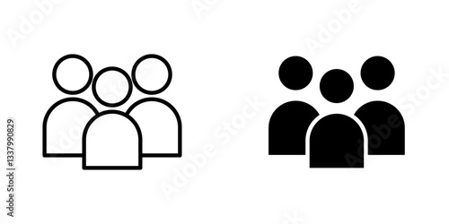 People flat Icons in line outline and flat solid style on white background