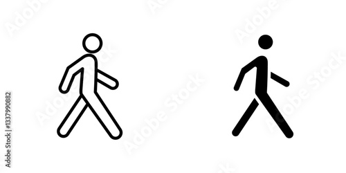 Person walking flat Icons in line outline and flat solid style on white background