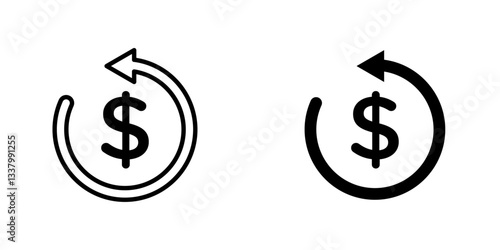 Refund flat Icons in line outline and flat solid style on white background