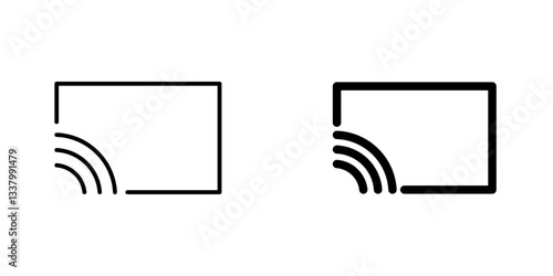 Screencast flat Icons in line outline and flat solid style on white background