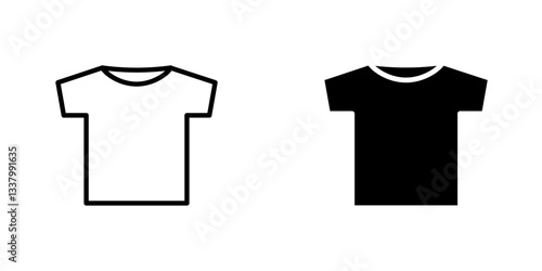 Shirt flat Icons in line outline and flat solid style on white background