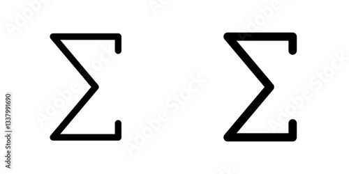 Sigma flat Icons in line outline and flat solid style on white background