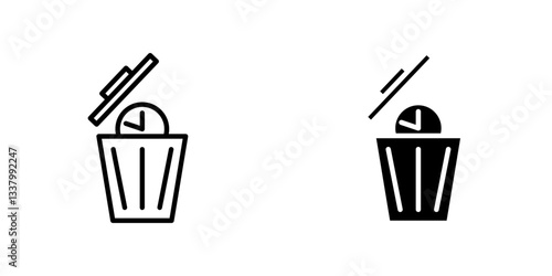 Time waste flat Icons in line outline and flat solid style on white background