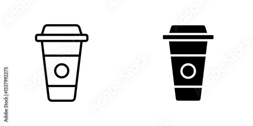 Togo Cup flat Icons in line outline and flat solid style on white background