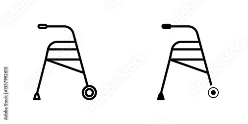 Walker flat Icons in line outline and flat solid style on white background