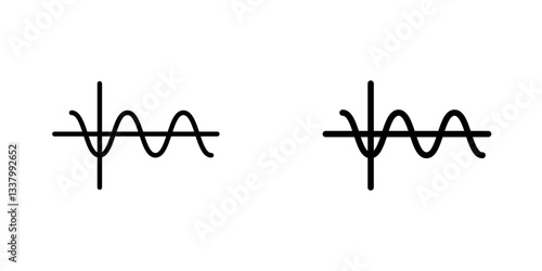 Wave sine flat Icons in line outline and flat solid style on white background