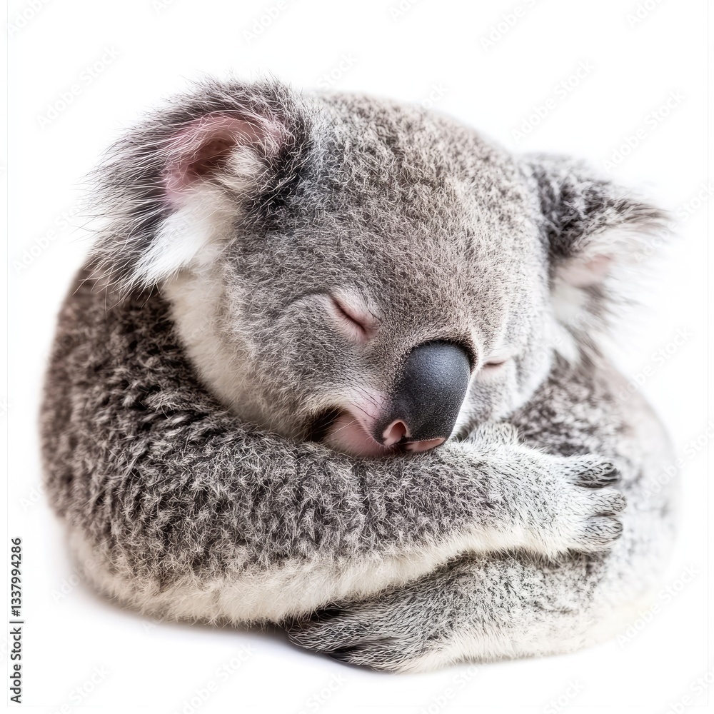 Naklejka premium A baby koala is sleeping in a cuddle