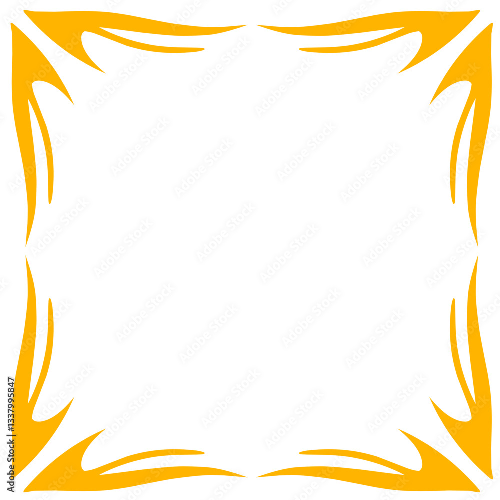 Abstract orange frame design with flowing curves, suitable for invitations or creative projects Abstract orange frame design with flowing curves, suitable for invitations or creative projects