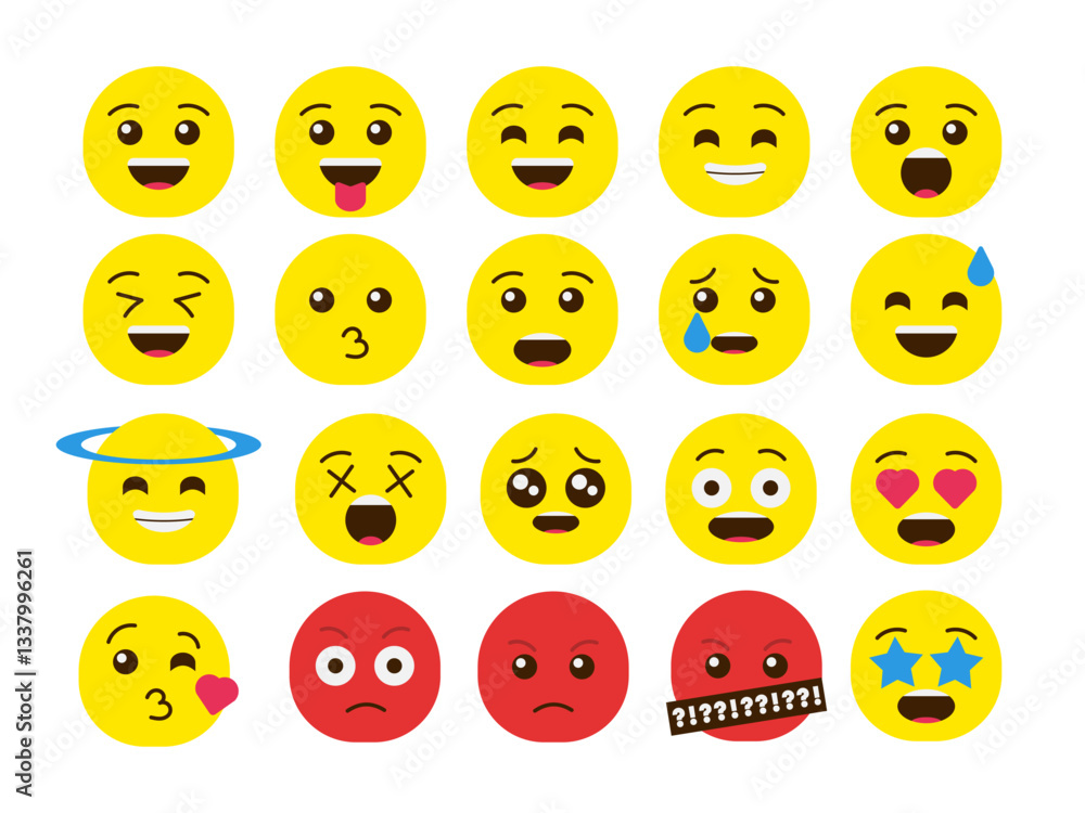 Naklejka premium Adorable Emojis Illustration Element Set