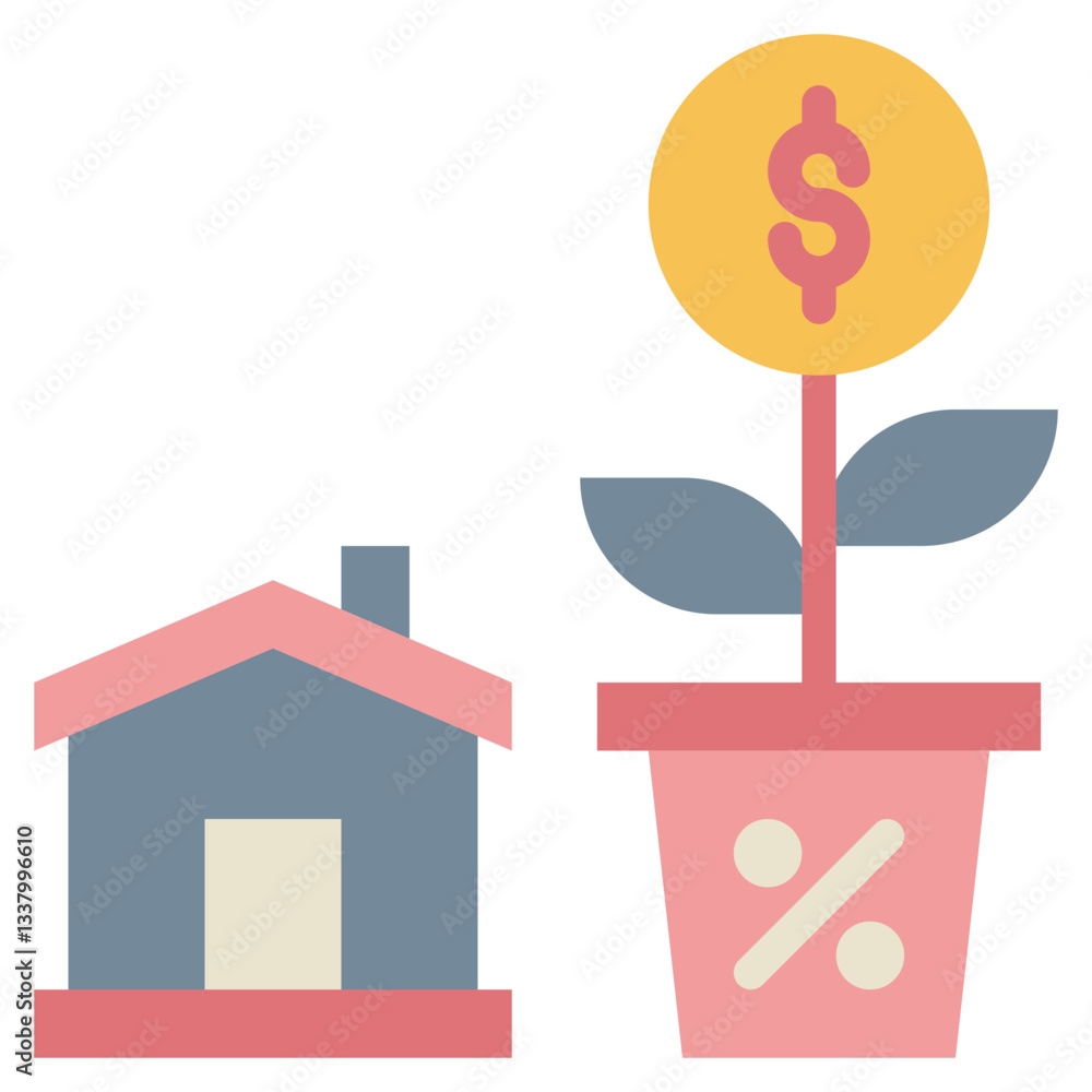 Fototapeta premium debt money home loan mortgage finance flat style icon