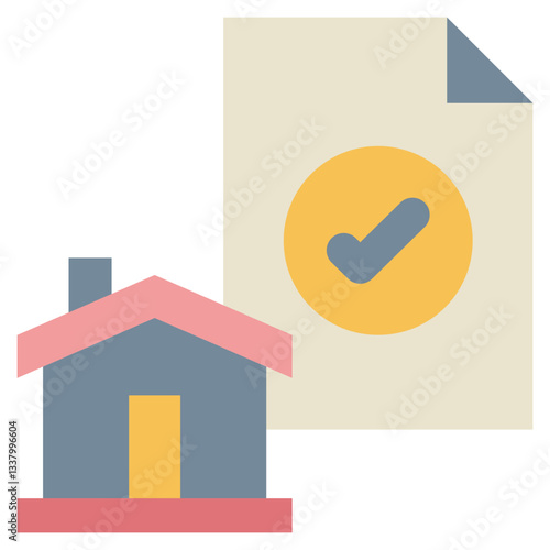 check paper document contract home loan property finance flat style icon