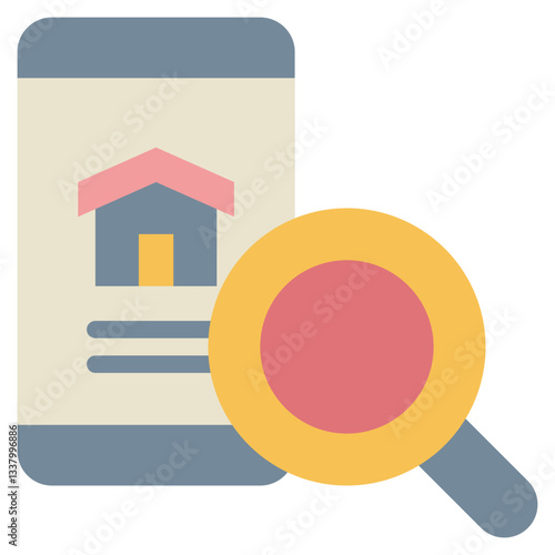 search finding magnifying home loan property finance mortgage flat style icon