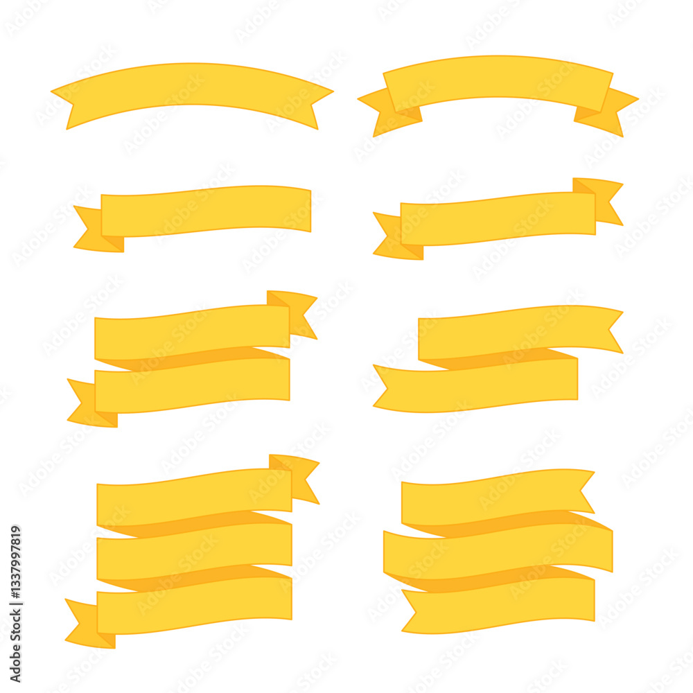 Set of Yellow Ribbon Banners and Labels - Flat Design Illustration Set of Yellow Ribbon Banners and Labels - Flat Design Illustration