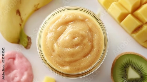 Creamy Tropical Fruit Puree in Glass Jar