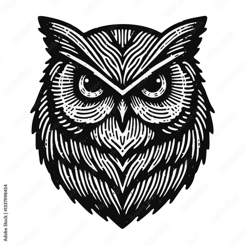 Fototapeta premium owl bird Engrave vector logo icon design illustration template